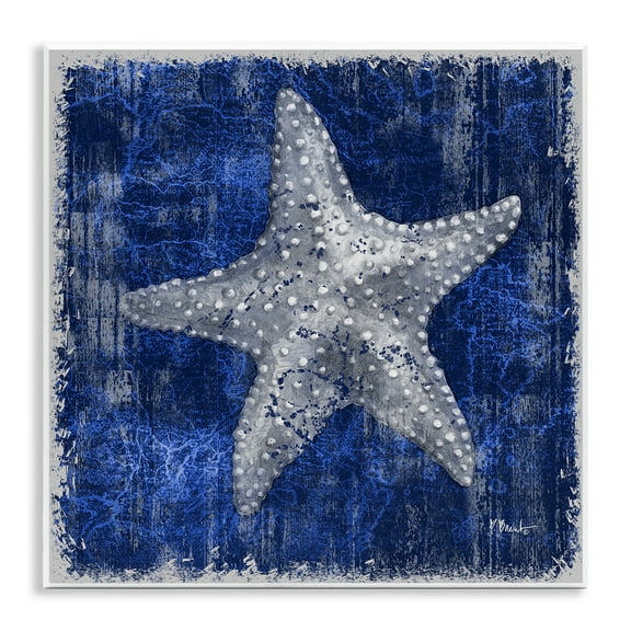 Stupell Industries Rustic Indigo Starfish Nautical & Beach Painting Unframed Art Print Wall Art, 12 x 12