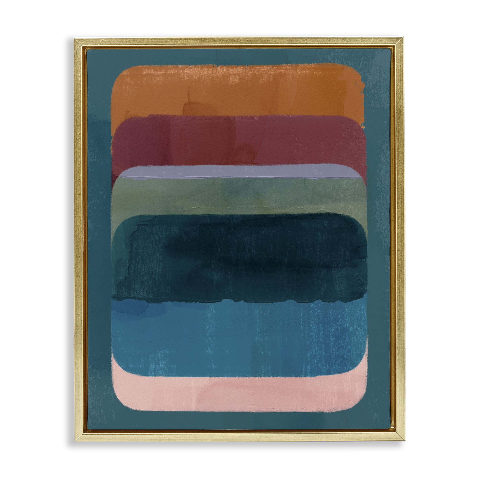 Stupell Industries Rustic Inspired Ombre Pattern Abstract Painting Gold Floater Framed Canvas Art Print Wall Art, 25 x 31