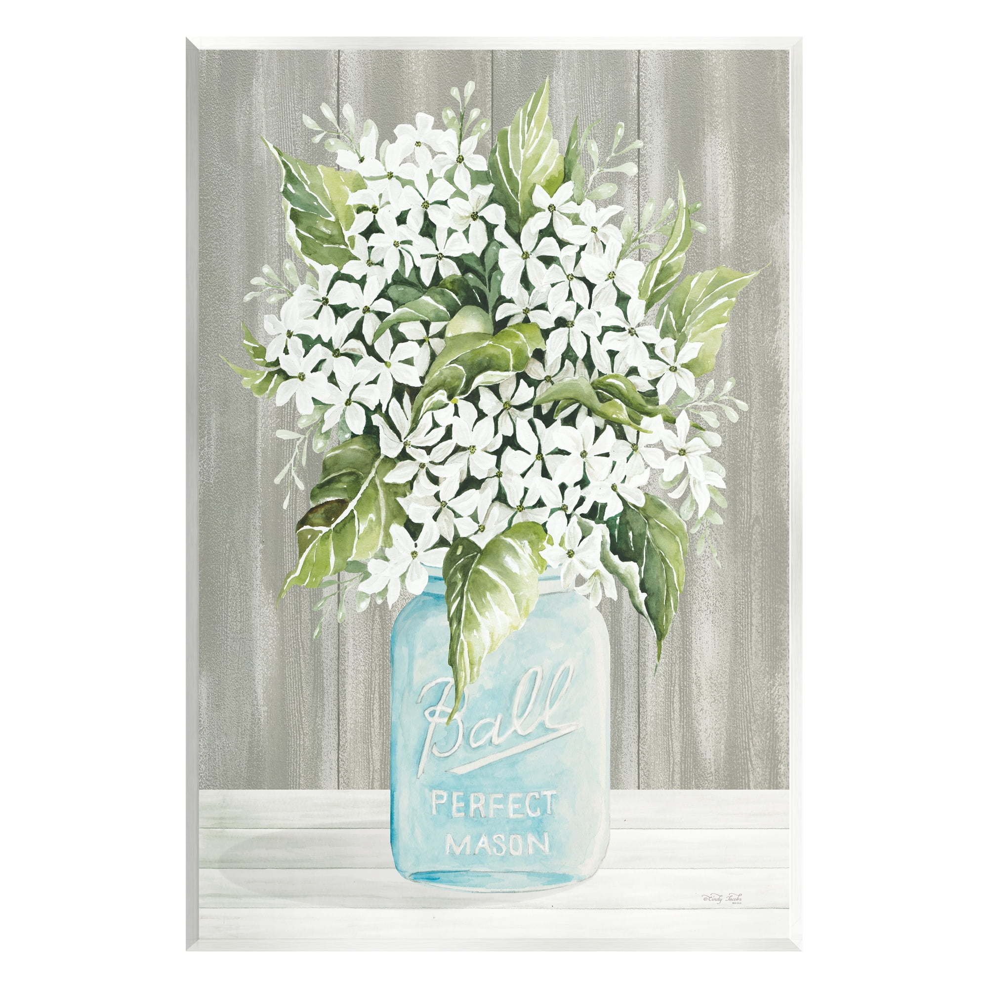 Stupell Industries Rustic Jar Bouquet Botanical & Floral Painting Unframed Art Print Wall Art, 13 x 19
