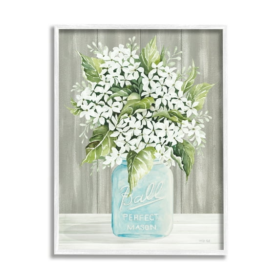 Stupell Industries Rustic Jar Bouquet Botanical & Floral Painting White Framed Art Print Wall Art, 16 x 20