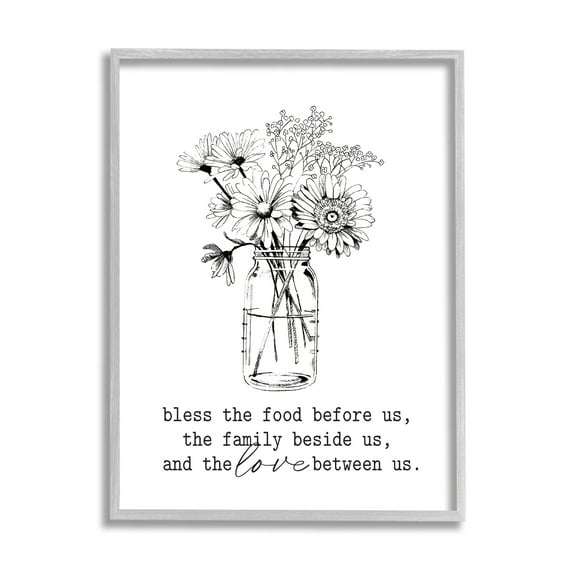 Stupell Industries Rustic Jar Bouquet Casual Uplifting Family Quote Graphic Art Gray Framed Art Print Wall Art, Design by Lettered and Lined