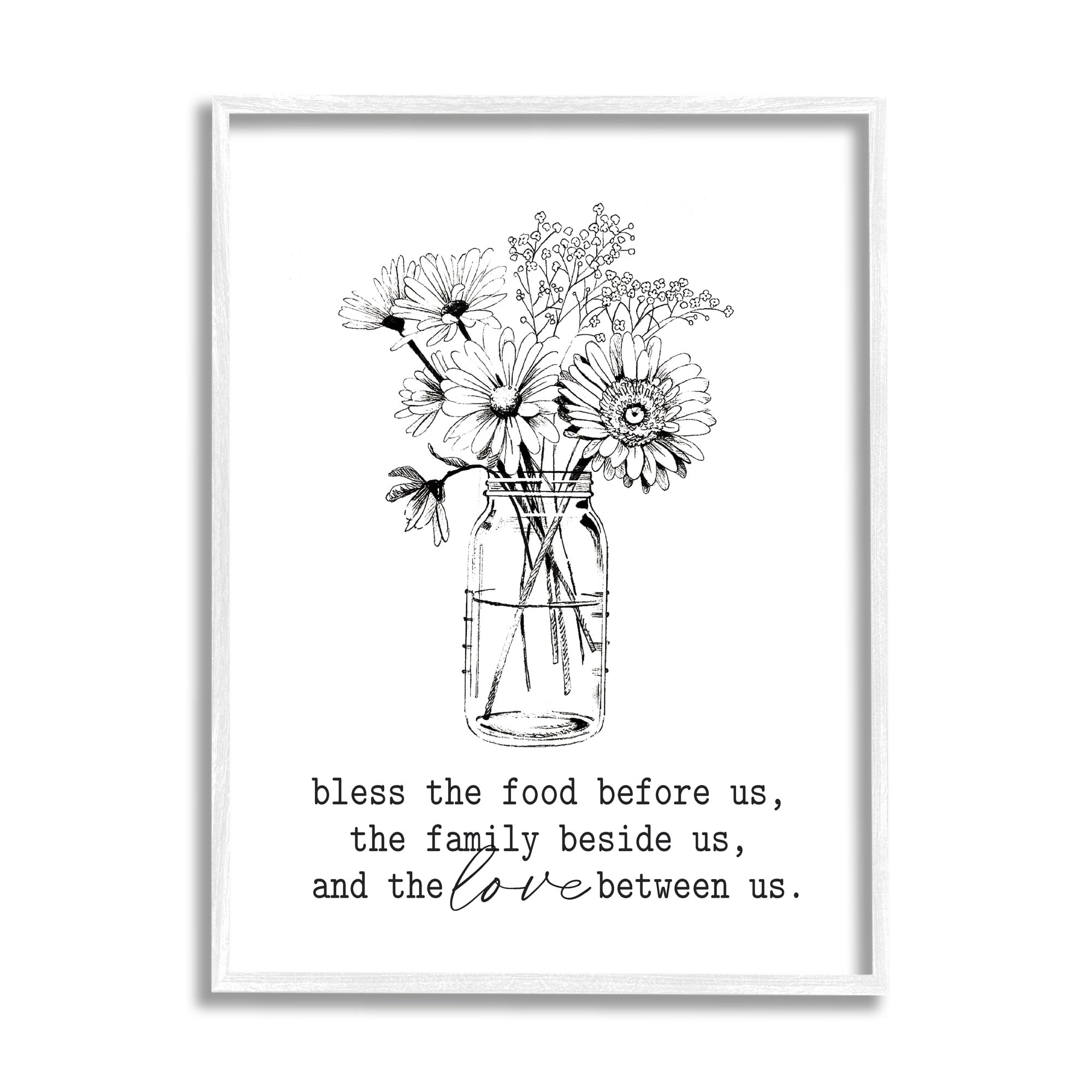 Stupell Industries Rustic Jar Bouquet Casual Uplifting Family Quote Graphic Art White Framed Art Print Wall Art, Design by Lettered and Lined