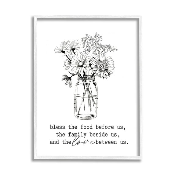 Stupell Industries Rustic Jar Bouquet Casual Uplifting Family Quote Graphic Art White Framed Art Print Wall Art, Design by Lettered and Lined