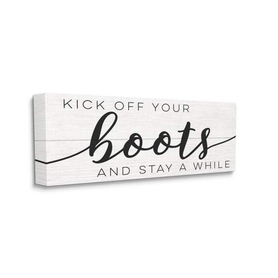 Stupell Industries Rustic Kick Off Your Boots Welcome Sign Design by Daphne Polselli, 13" x 30"