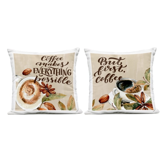 Stupell Industries Rustic Kitchen Coffee Phrases Design by Kim Allen Outdoor Printed Pillow (Set of 2)