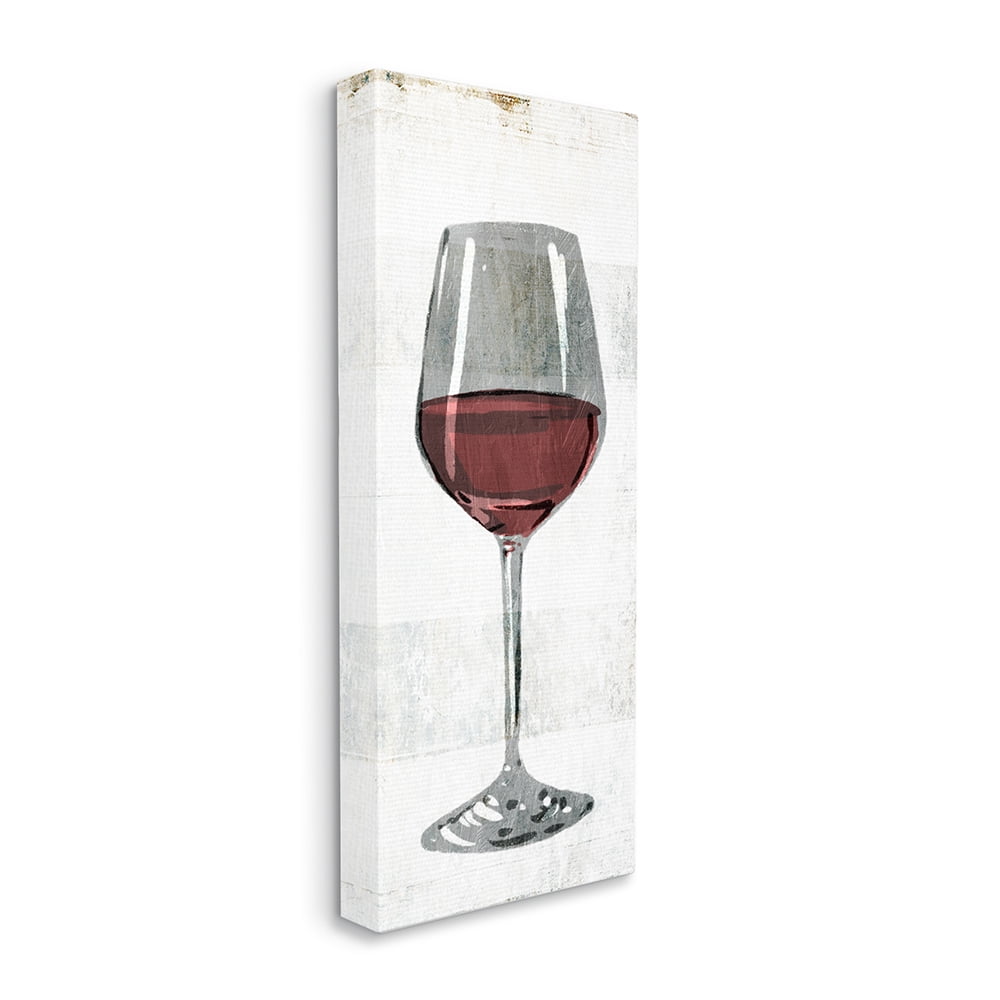 Stupell Industries Rustic Kitchen Red Wine Glass Distressed Stripes Canvas Wall Art by Milli Villa
