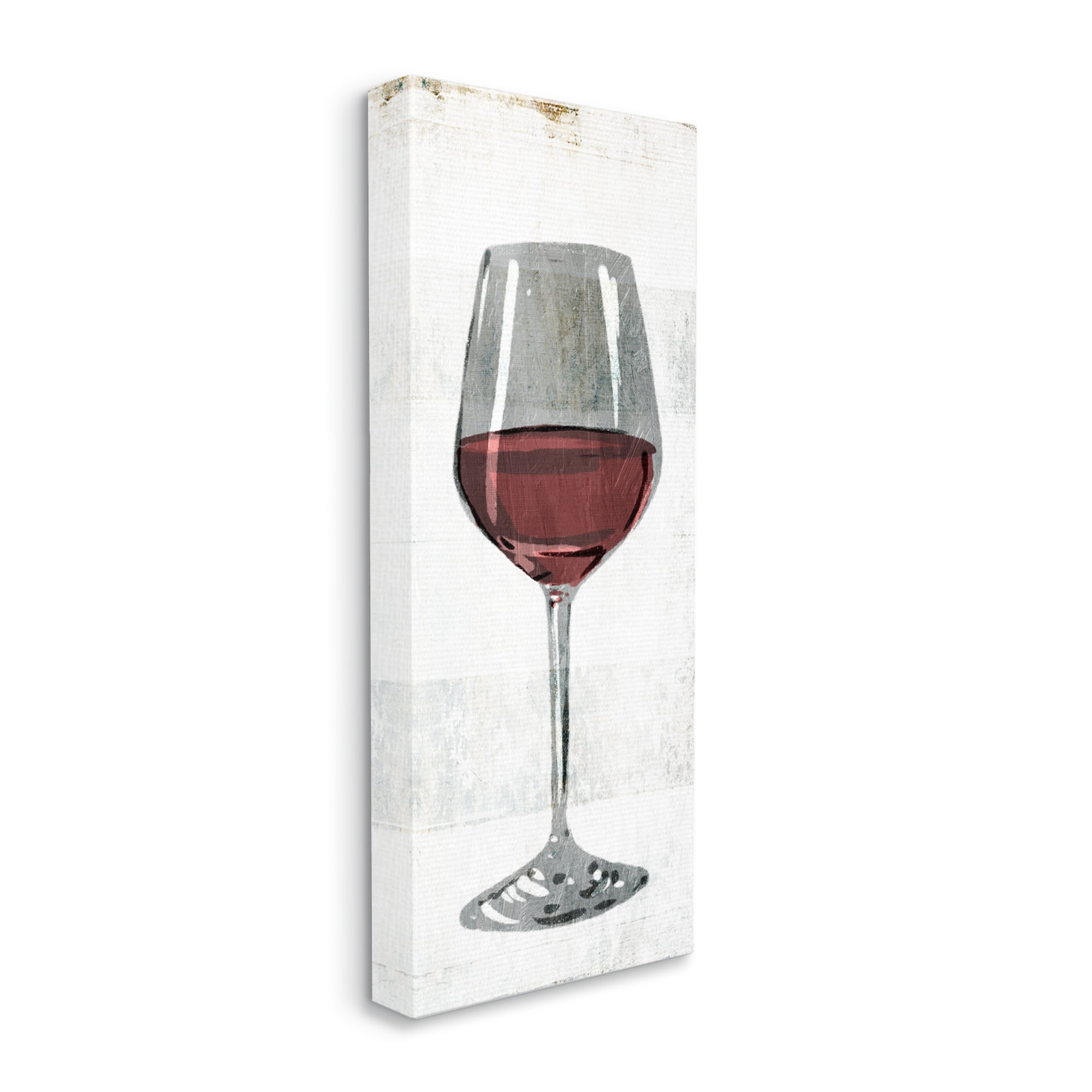 Stupell Industries Rustic Kitchen Red Wine Glass Distressed Stripes Canvas Wall Art by Milli Villa