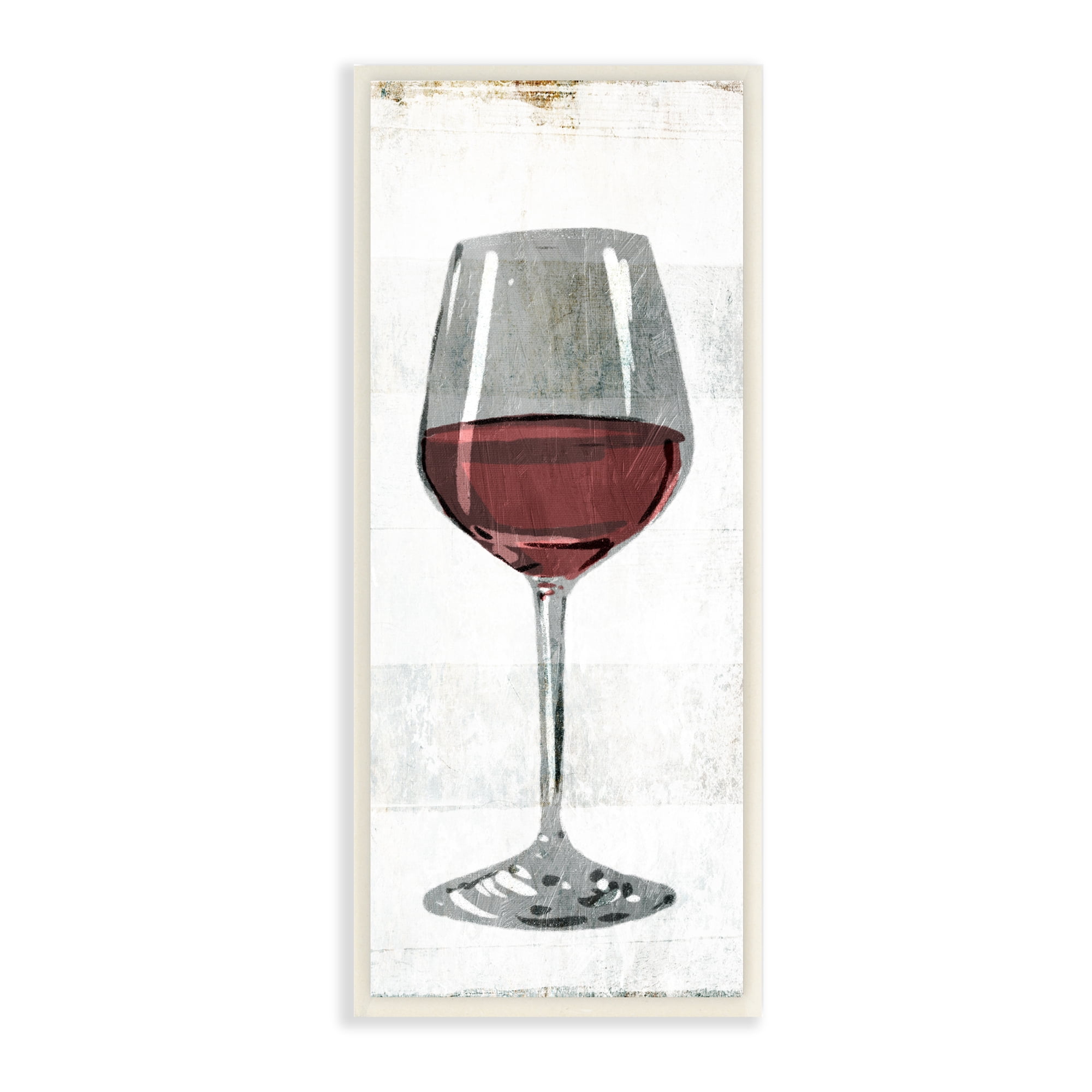 Stupell Industries Rustic Kitchen Red Wine Glass Distressed Stripes Wall Plaque by Milli Villa