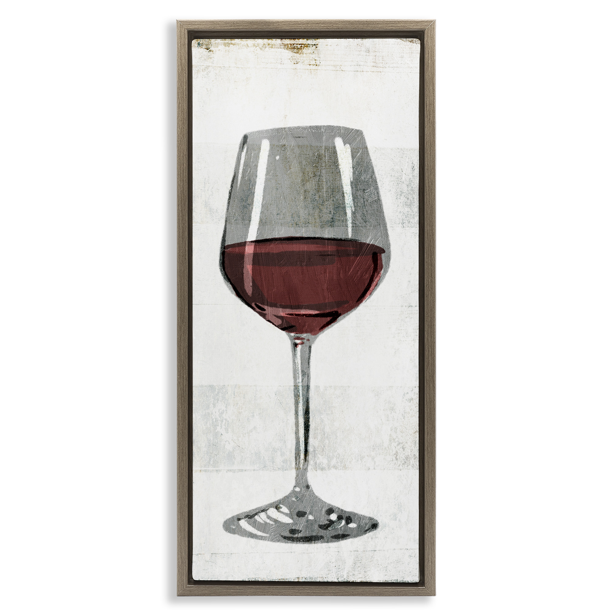 Stupell Industries Rustic Kitchen Red Wine Glass Food & Beverage Painting Brown Floater Framed Canvas Art Print Wall Art, 11 x 25