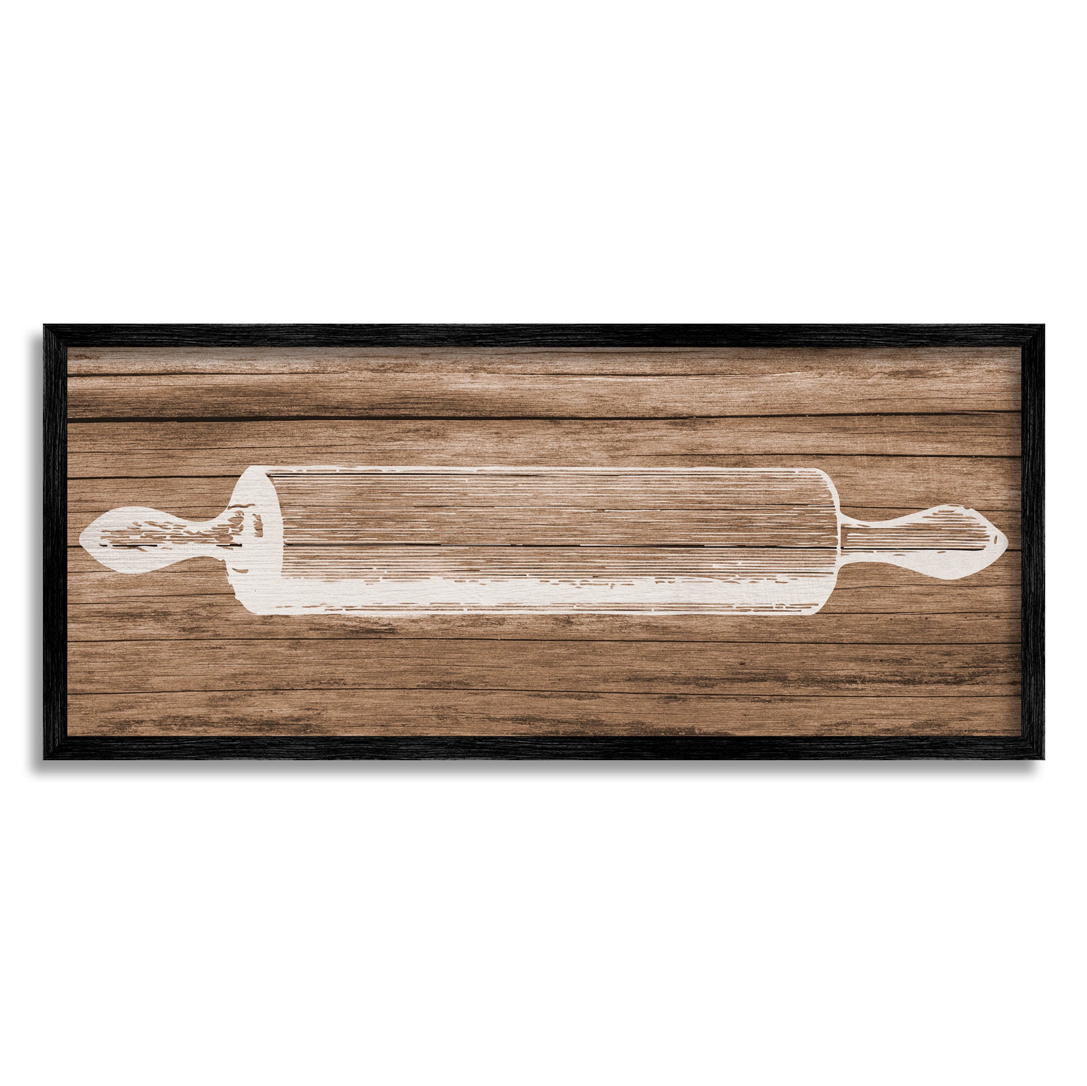Stupell Industries Rustic Kitchen Rolling Pin Graphic Art Black Framed Art Print Wall Art, Design by Lil' Rue