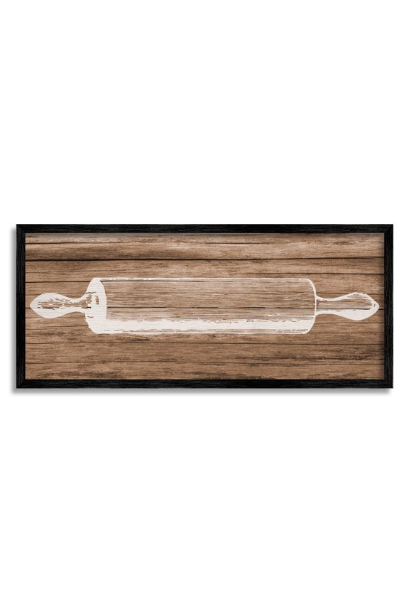 Industries Rustic Kitchen Rolling Pin Graphic Art Black Framed Art Print Wall Art, Design by Lil' Rue