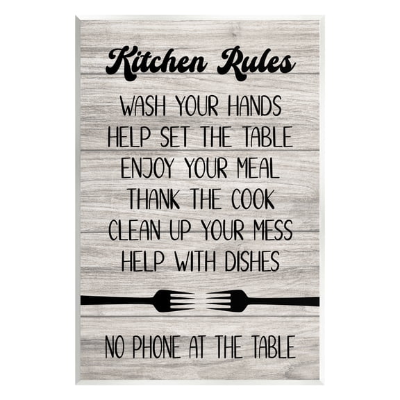 Stupell Industries Rustic Kitchen Rules Food & Beverage Painting Unframed Art Print Wall Art, 10 x 15