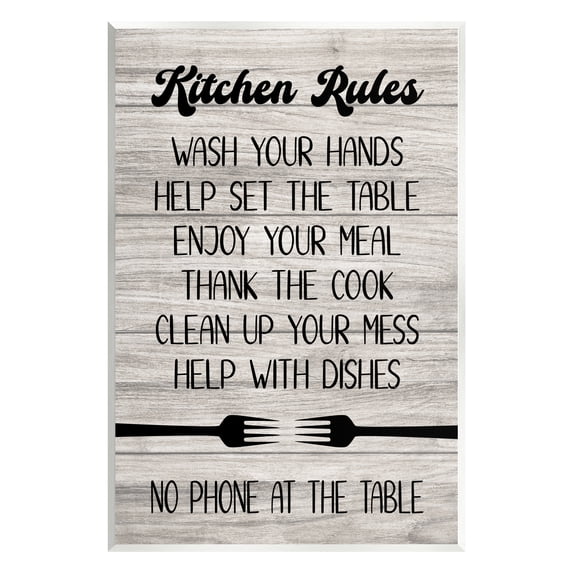 Stupell Industries Rustic Kitchen Rules Food & Beverage Painting Unframed Art Print Wall Art, 10 x 15