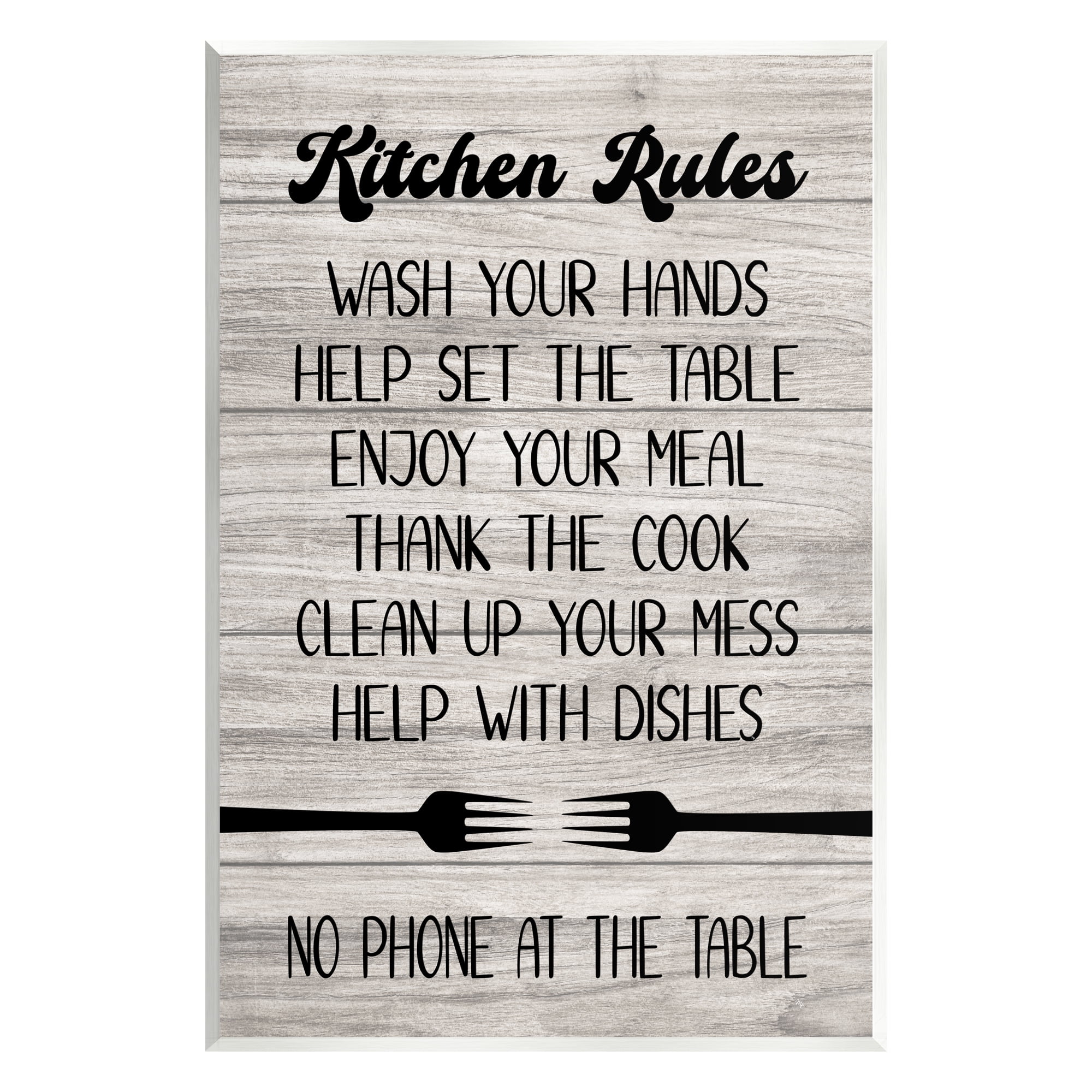 Stupell Industries Rustic Kitchen Rules Food & Beverage Painting Unframed Art Print Wall Art, 13 x 19