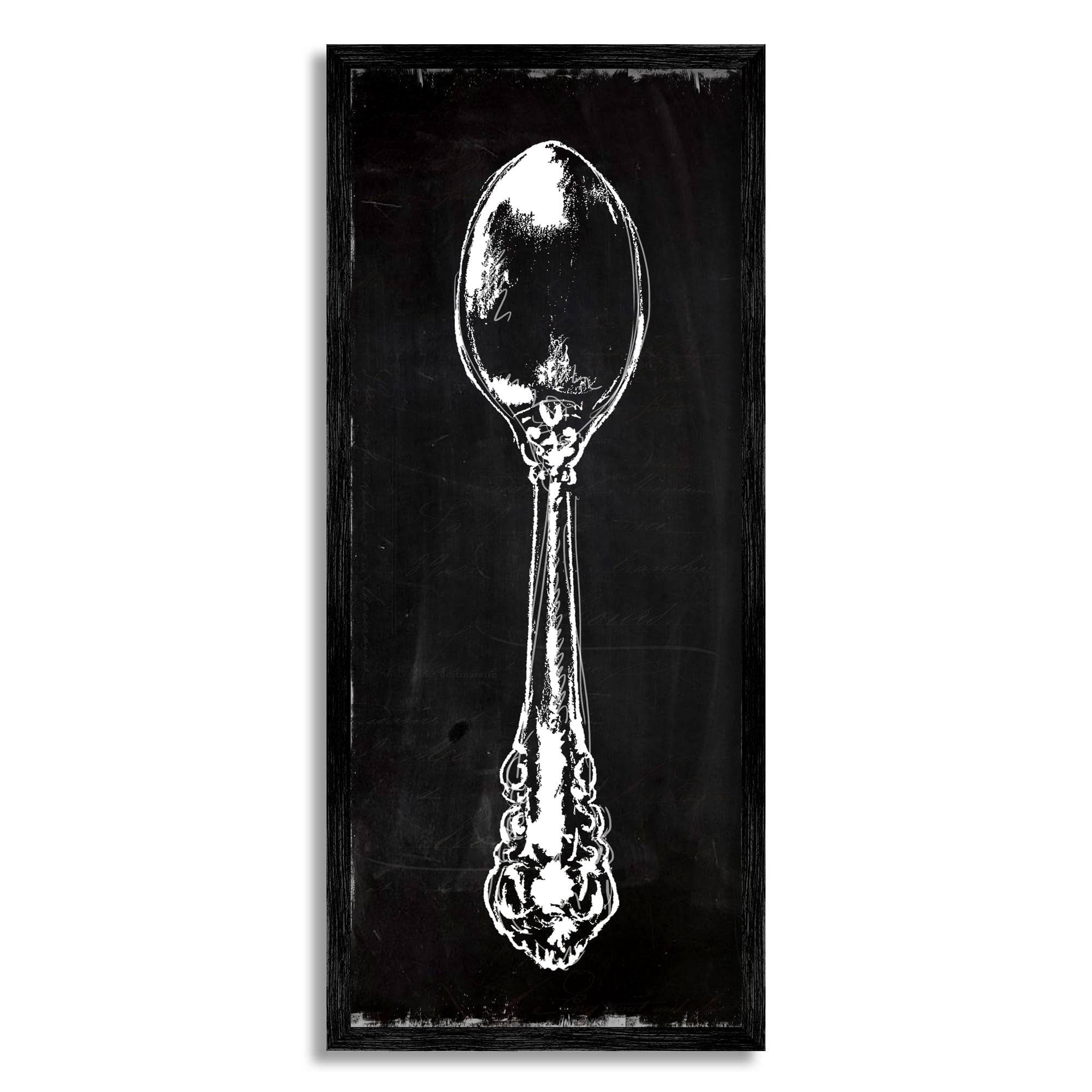 Stupell Industries Rustic Kitchen Spoon Utensil Vintage Dinner Cutlery Graphic Art Black Framed Art Print Wall Art, Design by Carol Robinson