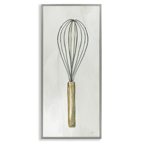 Stupell Industries Rustic Kitchen Whisk Food & Beverage Painting Gray Framed Art Print Wall Art, 10 x 24
