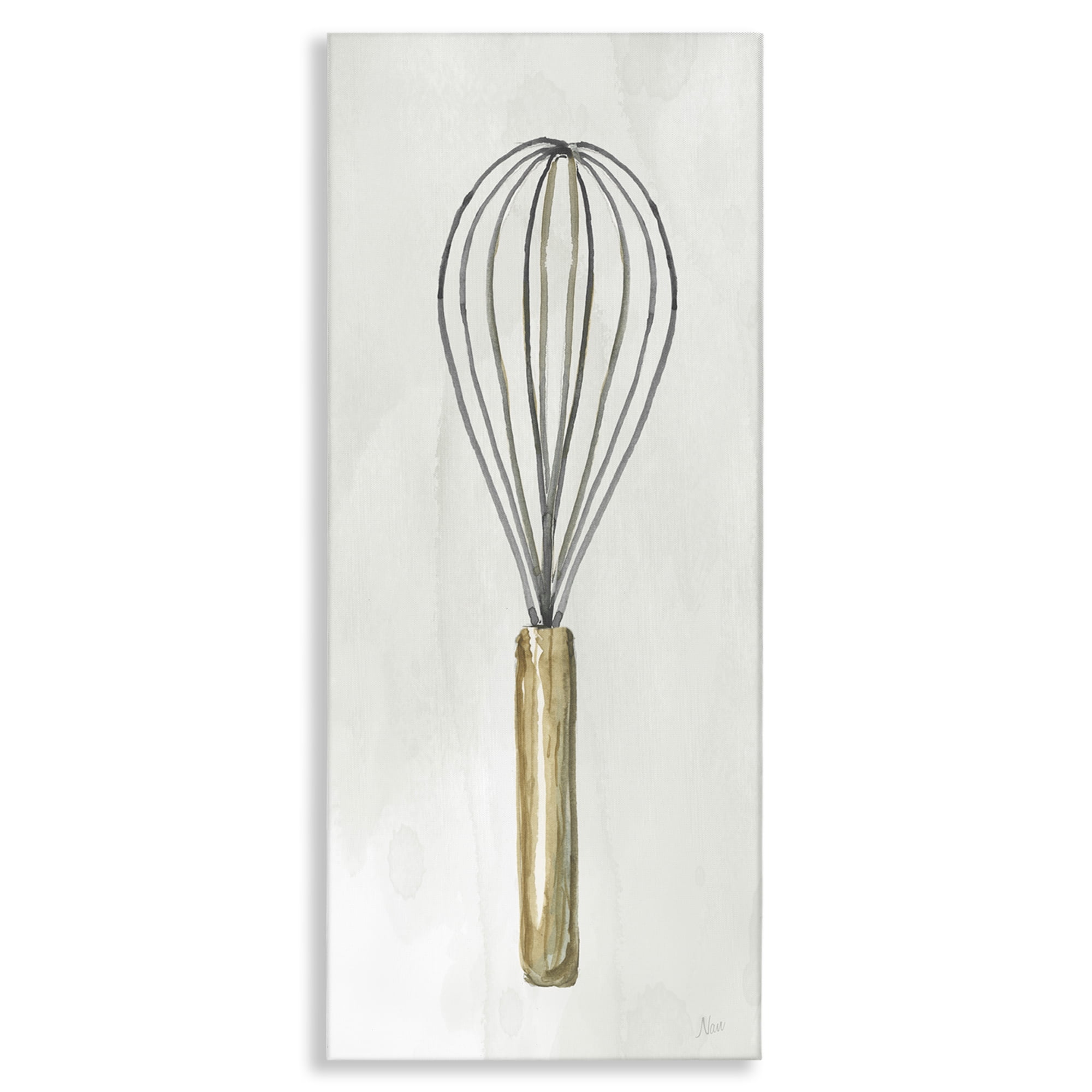 Stupell Industries Rustic Kitchen Whisk Food & Beverage Painting Wrapped Canvas Art Print Wall Art, 13 x 30
