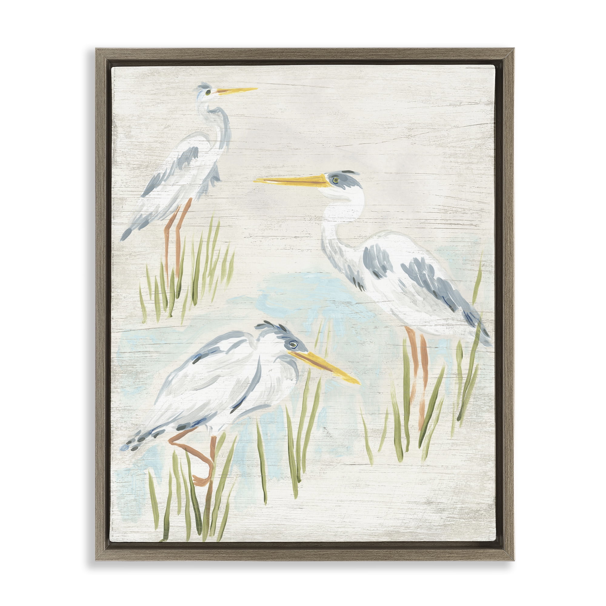 Stupell Industries Rustic Lake Birds Animals & Insects Painting Brown Floater Framed Canvas Art Print Wall Art, 25 x 31