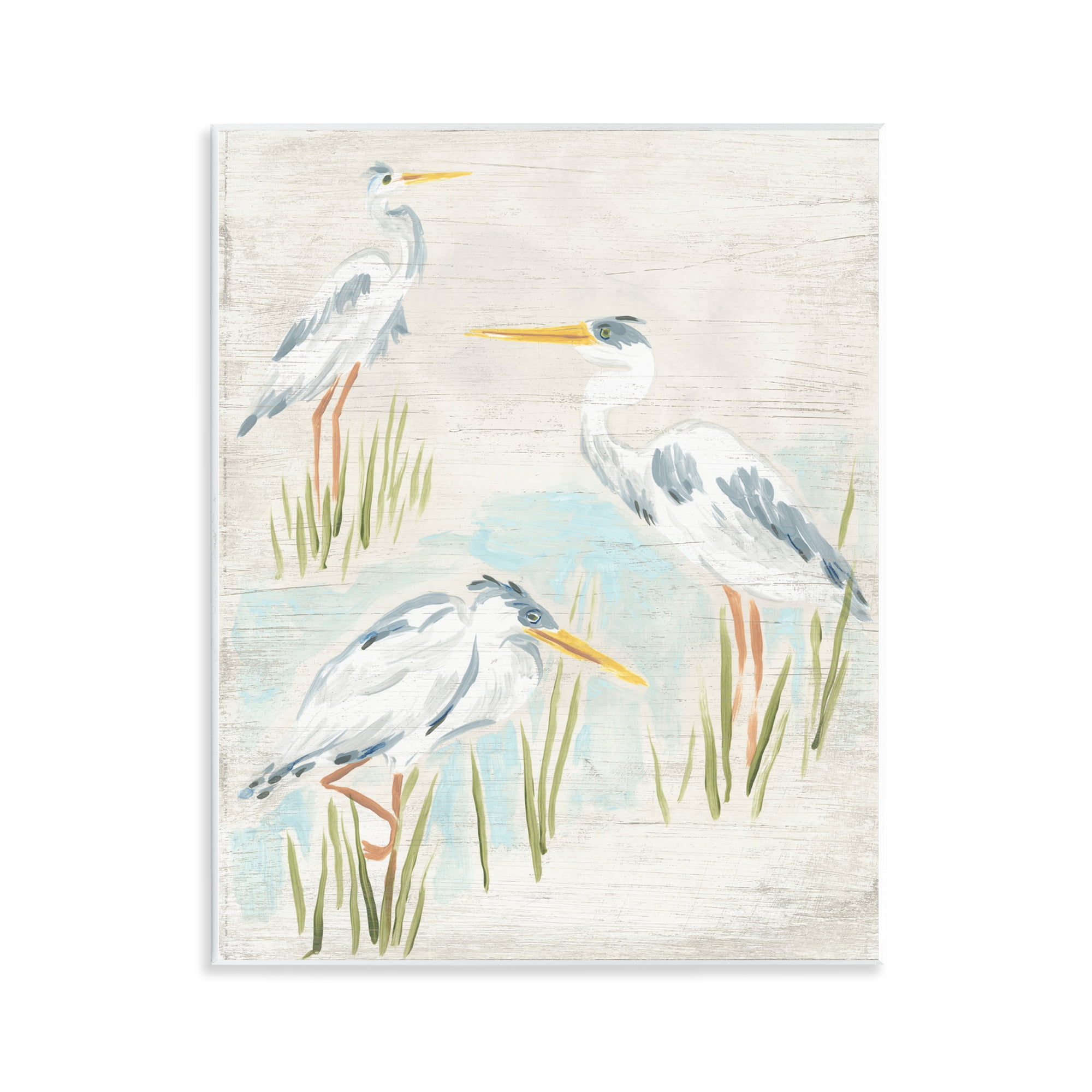Rustic White and Blue Heron Bird MDF Wood Wall Art