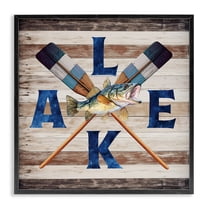 Stupell Industries Rustic Lake Boat Oars Animals Painting Black Framed Art Print Wall Art, 12 x 12