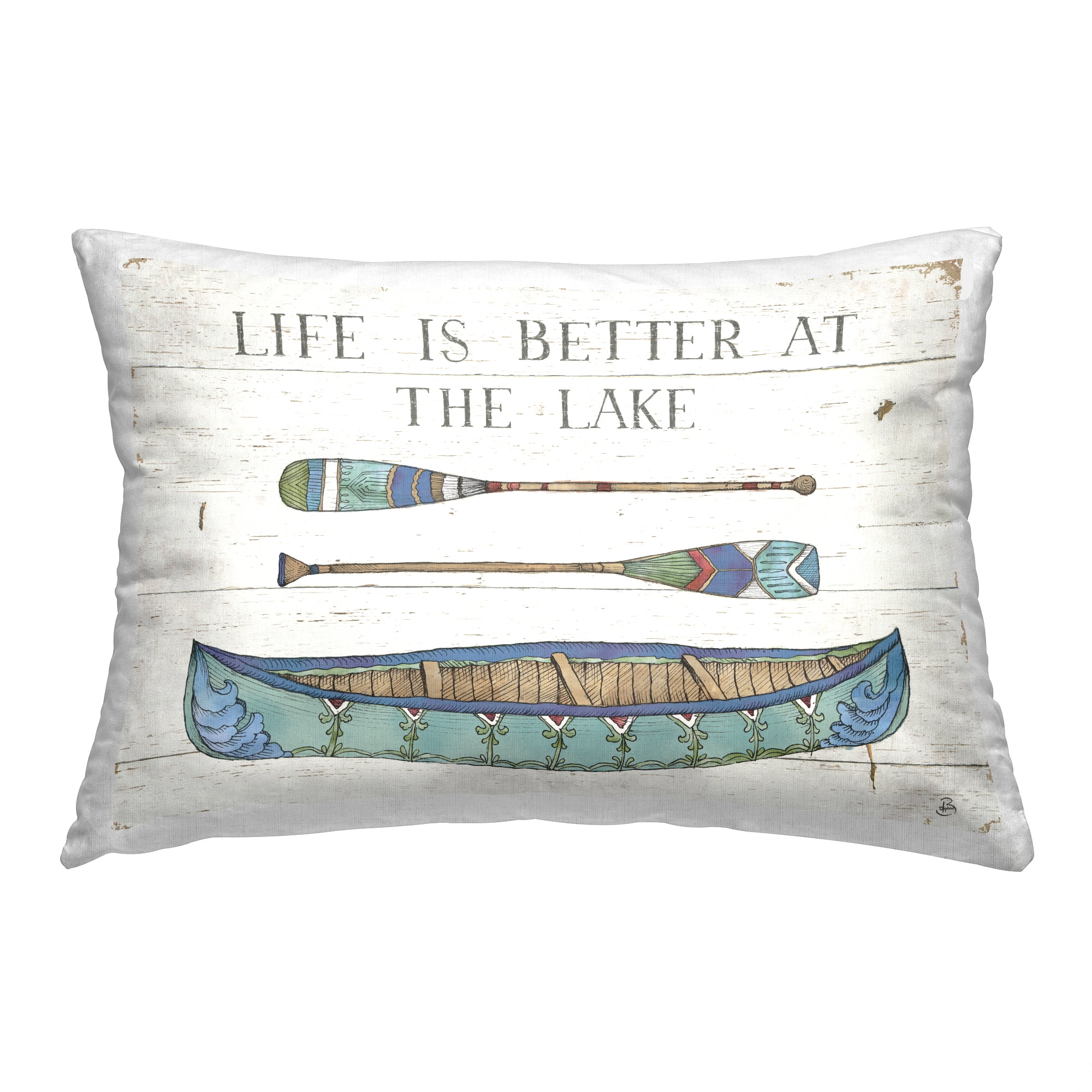 Stupell Industries Rustic Lake Canoe Decorative Printed Throw Pillow, 14 x 20