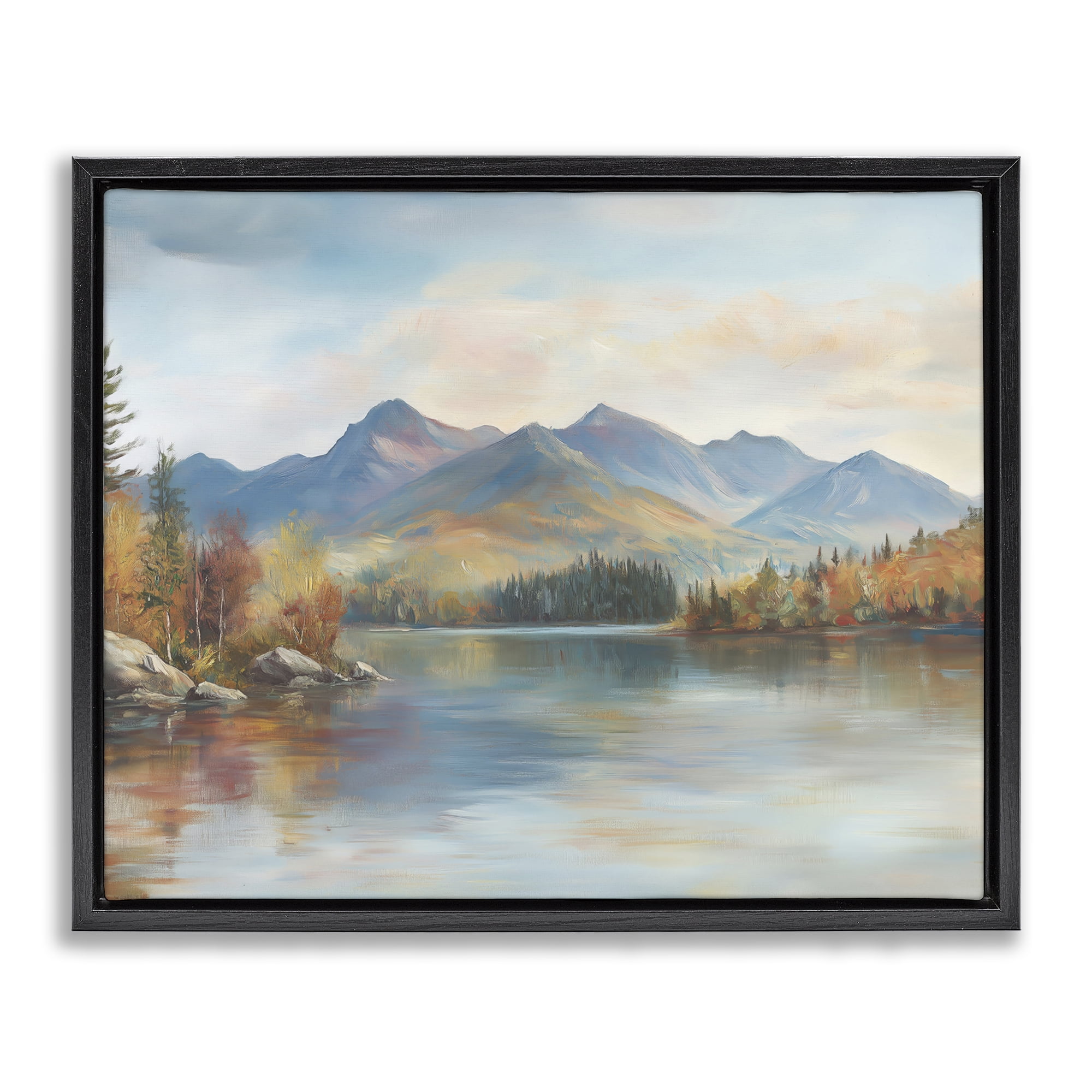 Stupell Industries Rustic Lake Landscape in Fall Black Framed Floater Canvas Wall Art, design by LSR Design Studio