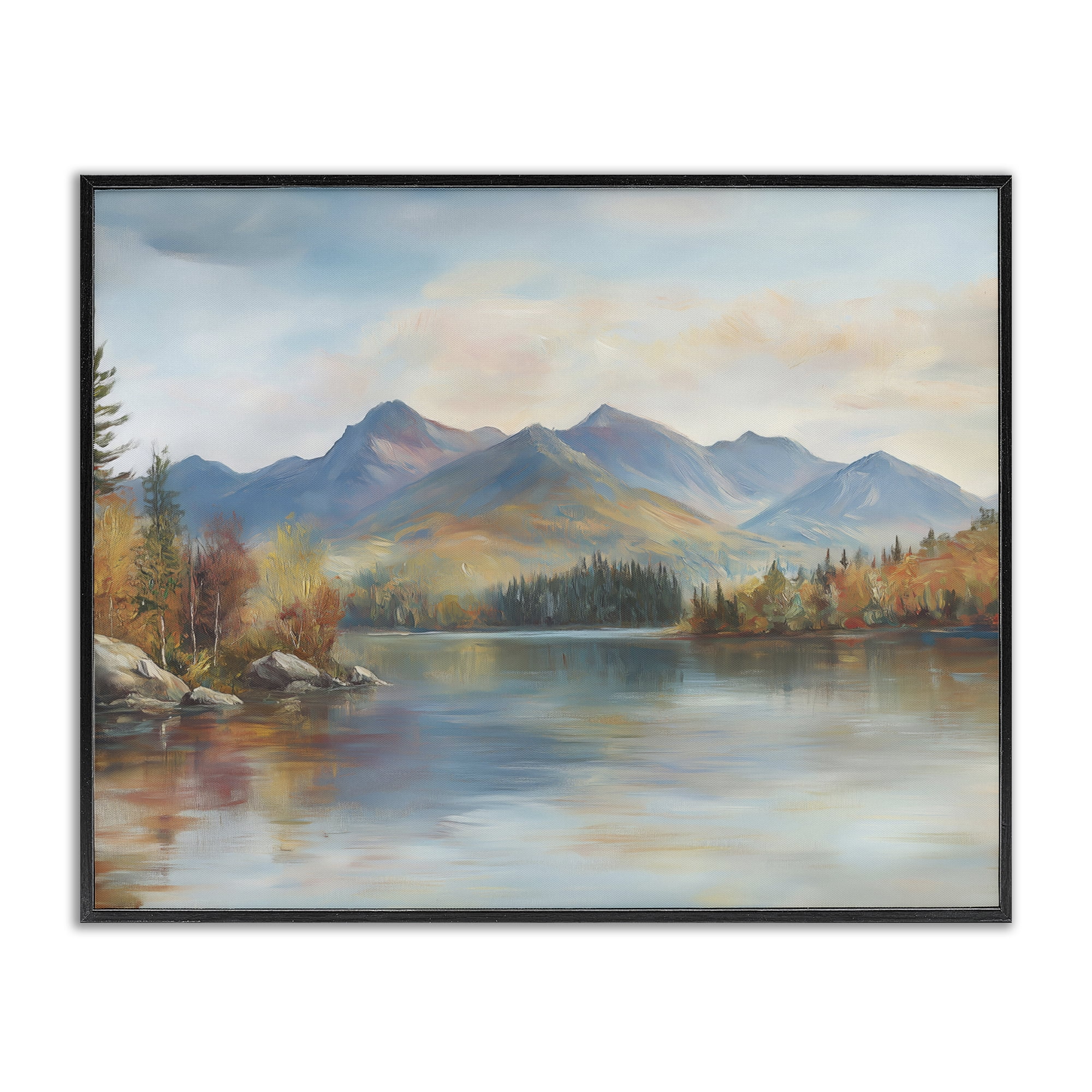 Stupell Industries Rustic Lake Landscape in Fall Black Framed Giclee Art, design by LSR Design Studio