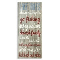 Stupell Industries Rustic Lake Rules Typography Painting Gallery Wrapped Canvas Art Print Wall Art, 10 x 24