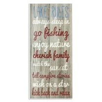 Stupell Industries Rustic Lake Rules Typography Painting Unframed Art Print Wall Art, 7 x 17