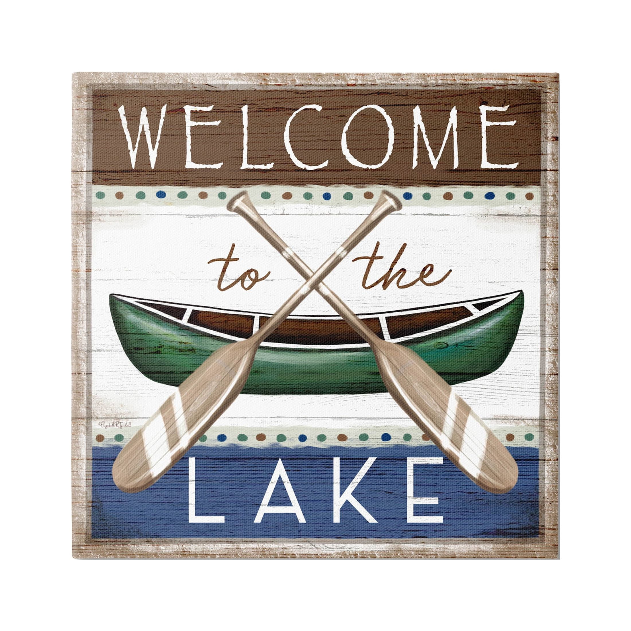 Stupell Industries Rustic Lake Welcome Canoe Sign Graphic Art Gallery Wrapped Canvas Print Wall Art, Design by Elizabeth Tyndall