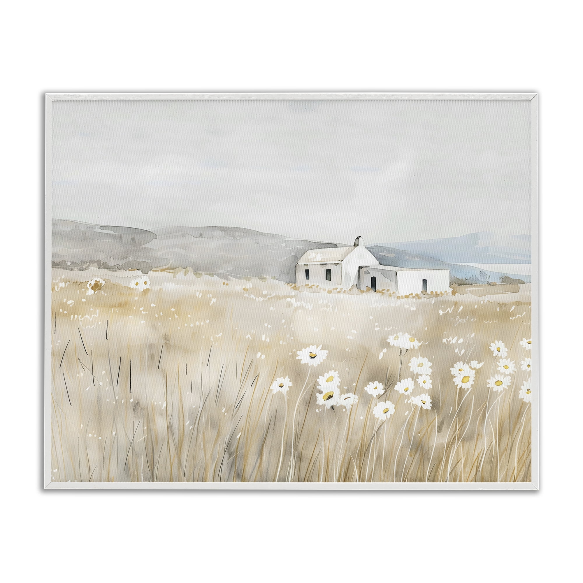 Stupell Industries Rustic Landscape Daisy Meadow White Framed Giclee Art, design by Creative Studio