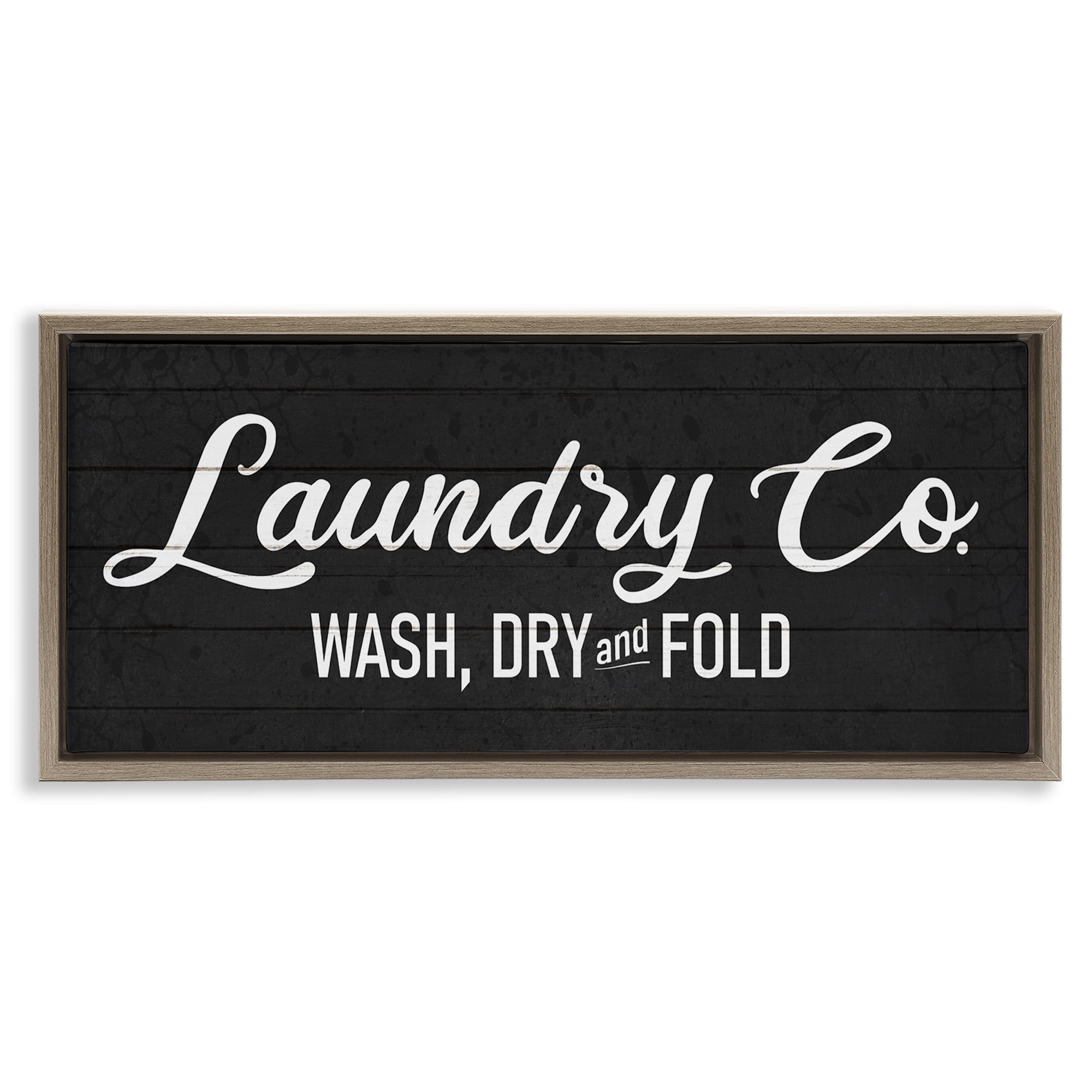 Stupell Industries Rustic Laundry Co Sign Abstract Painting Brown Floater Framed Canvas Art Print Wall Art, 25 x 11
