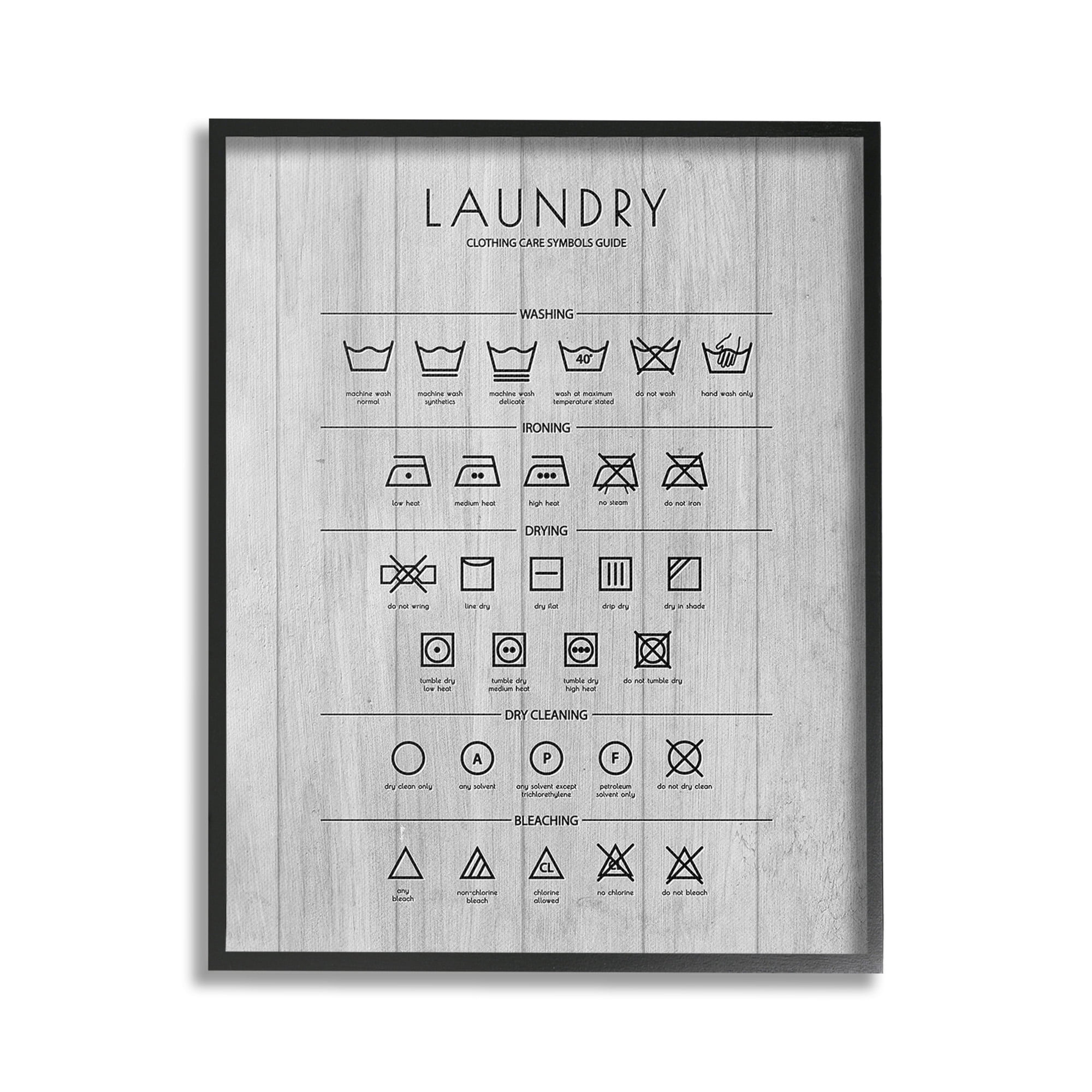 Stupell Industries Rustic Laundry Diagram Typography Painting Black Framed Art Print Wall Art, 16 x 20