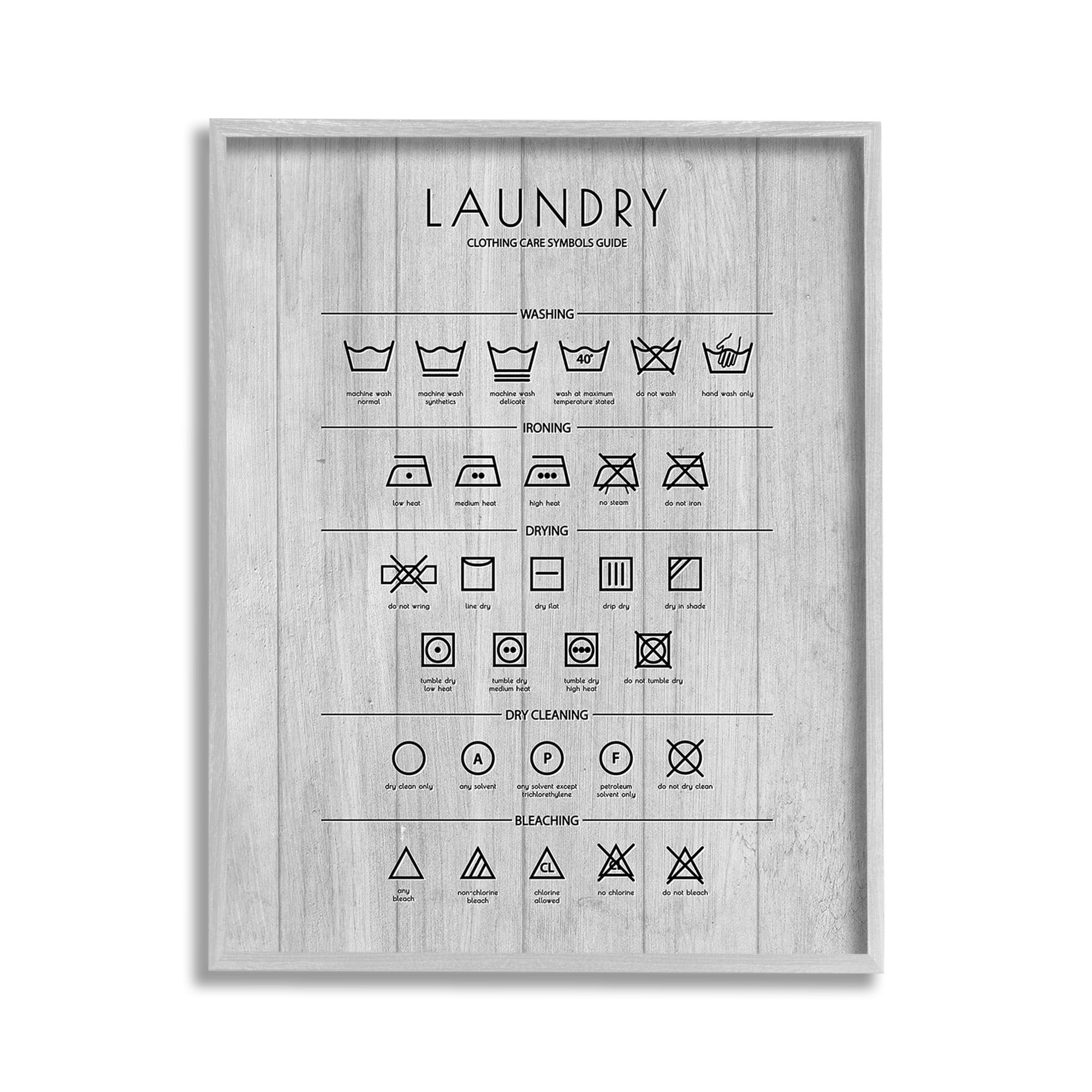 Stupell Industries Rustic Laundry Diagram Typography Painting Gray Framed Art Print Wall Art, 11 x 14