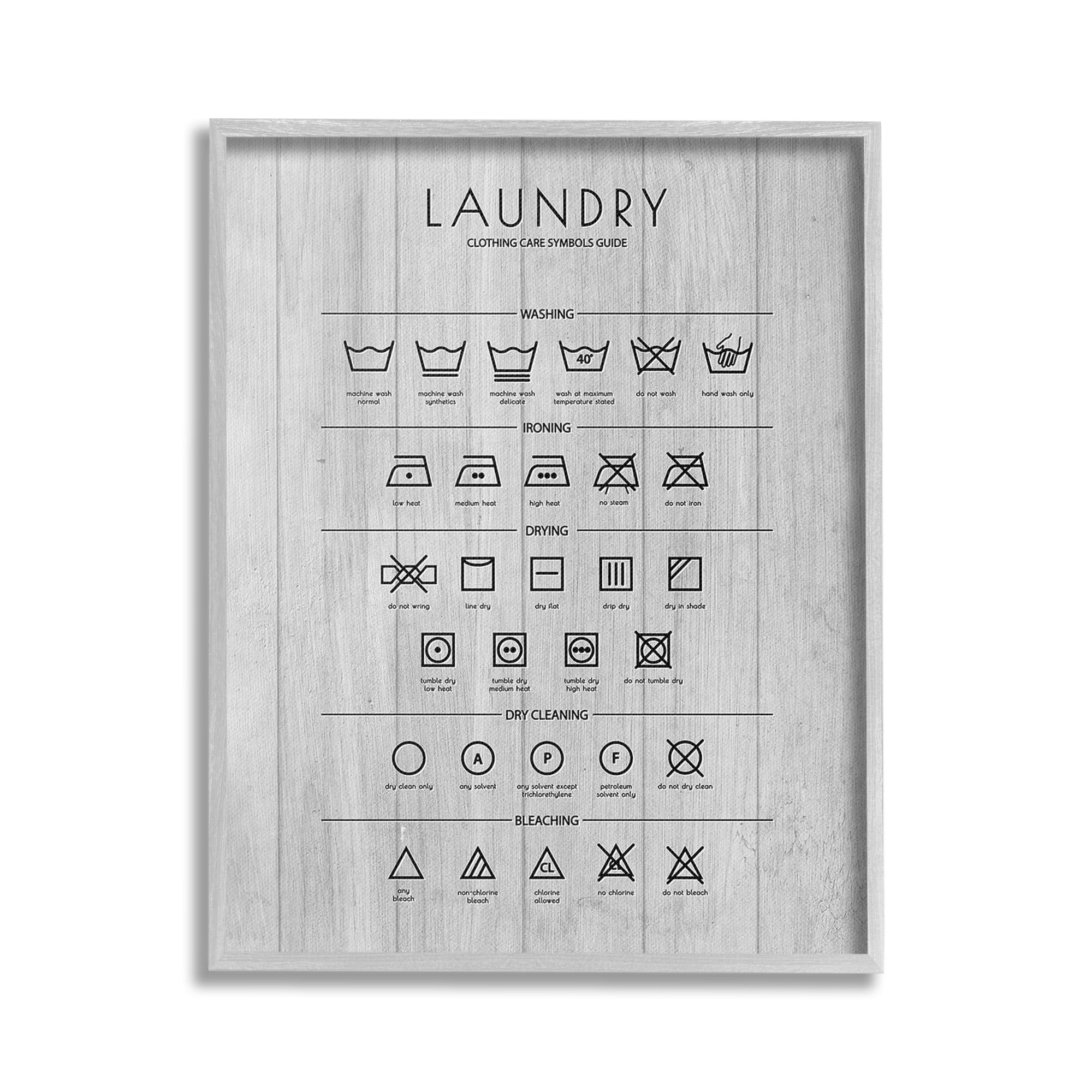 Stupell Industries Rustic Laundry Diagram Typography Painting Gray Framed Art Print Wall Art, 16 x 20