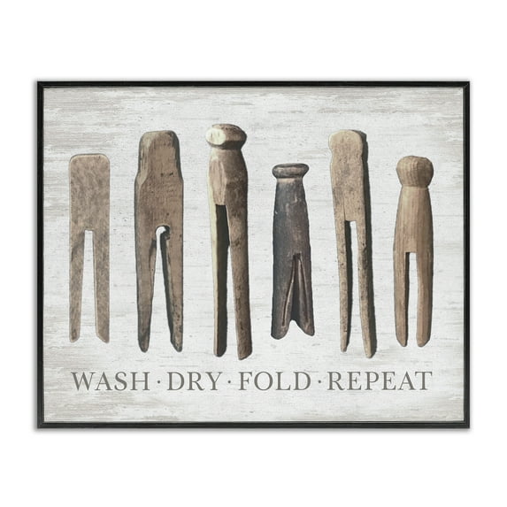 Rustic Laundry Phrase Black Framed Giclee Art, 20 x 16, Made In USA