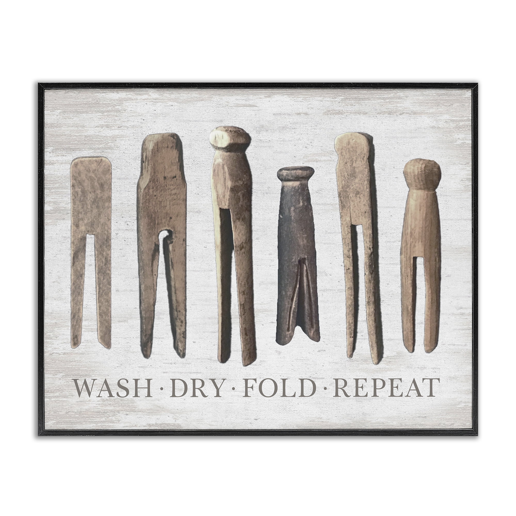 Rustic Laundry Phrase Black Framed Giclee Art, 30 x 24, Made Domestically