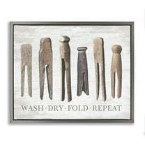 Rustic Laundry Phrase Gray Floating Frame Canvas Art, 31 x 25, Made In USA