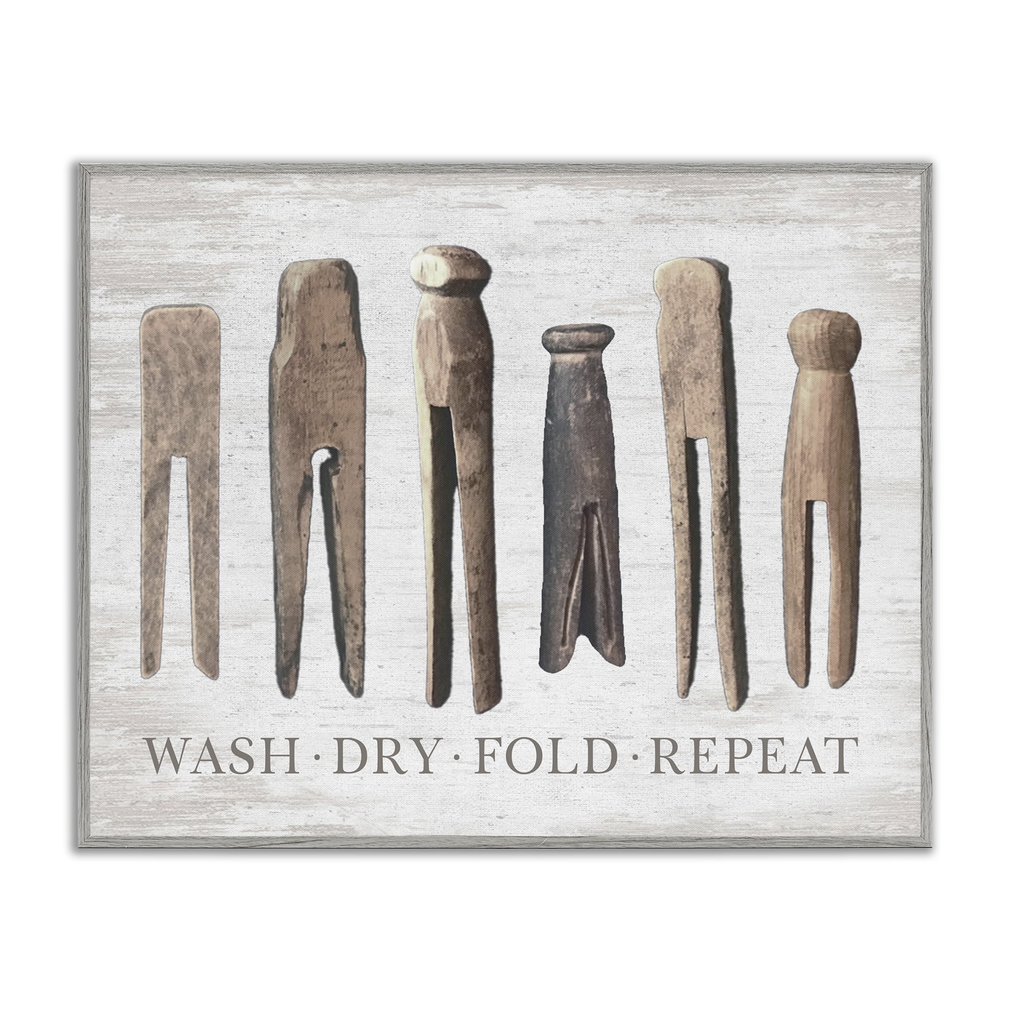 Rustic Laundry Phrase Gray Framed Giclee Art, 30 x 24
