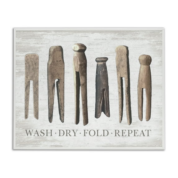 Rustic Laundry Phrase White Framed Giclee Art, 20 x 16, Made In USA
