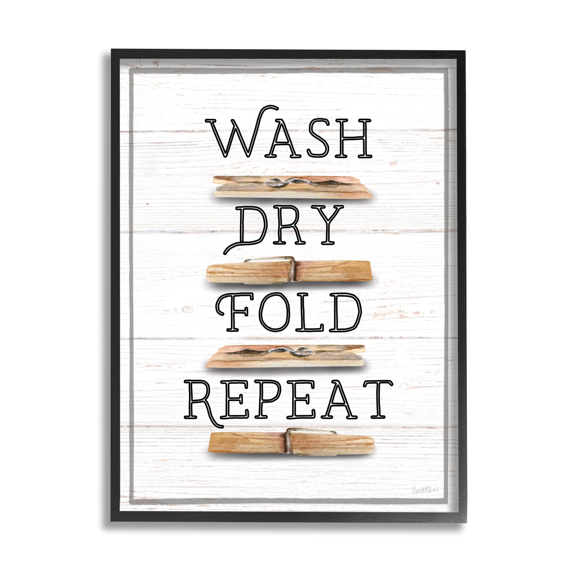 Stupell Industries Rustic Laundry Phrases Typography Painting Black Framed Art Print Wall Art, 11 x 14