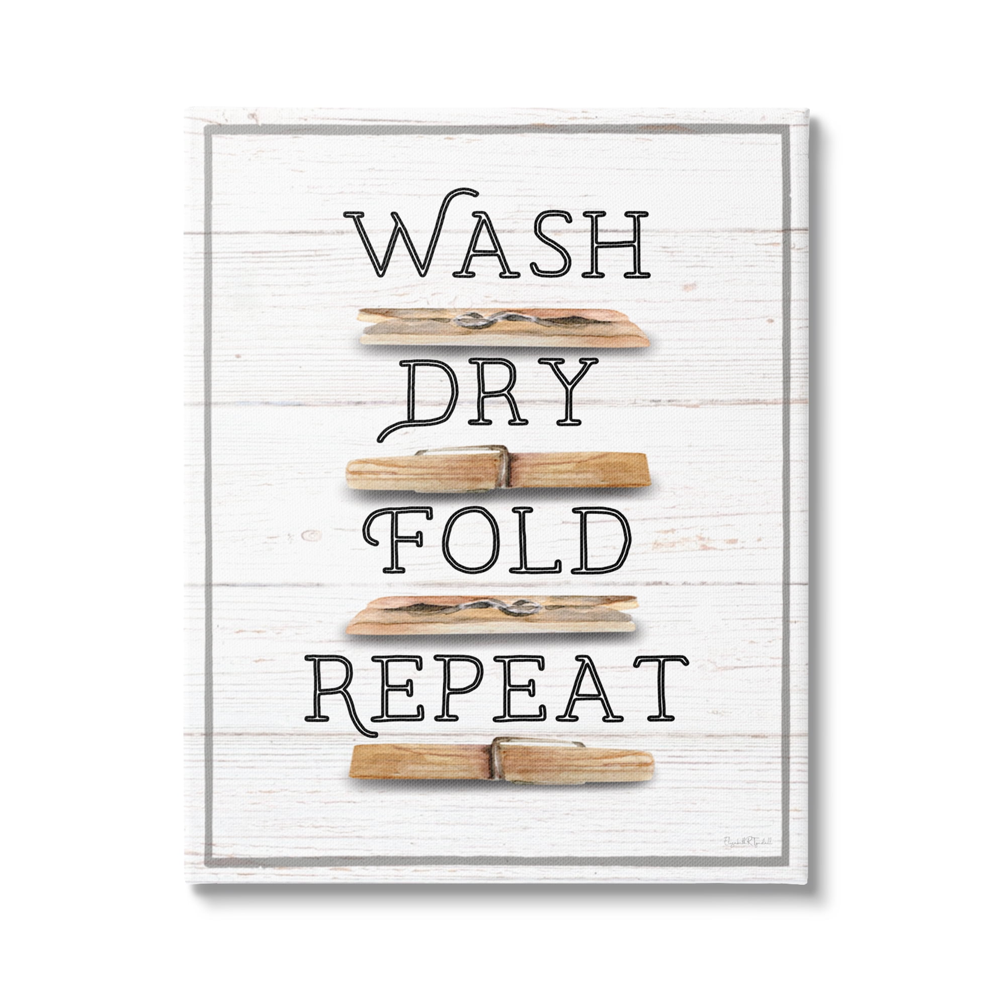 Stupell Industries Rustic Laundry Phrases Typography Painting Gallery Wrapped Canvas Art Print Wall Art, 30 x 40