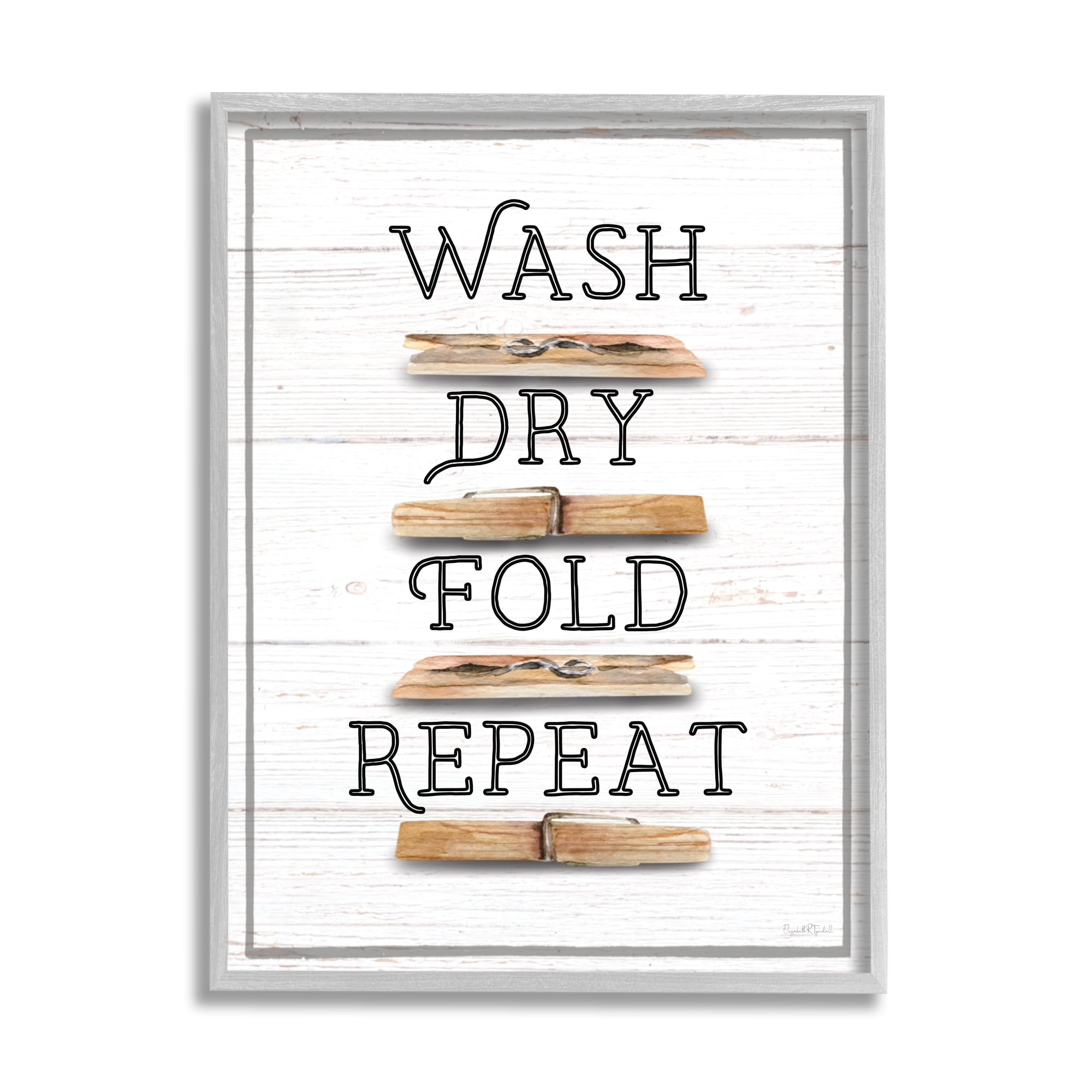 Stupell Industries Rustic Laundry Phrases Typography Painting Gray Framed Art Print Wall Art, 24 x 30
