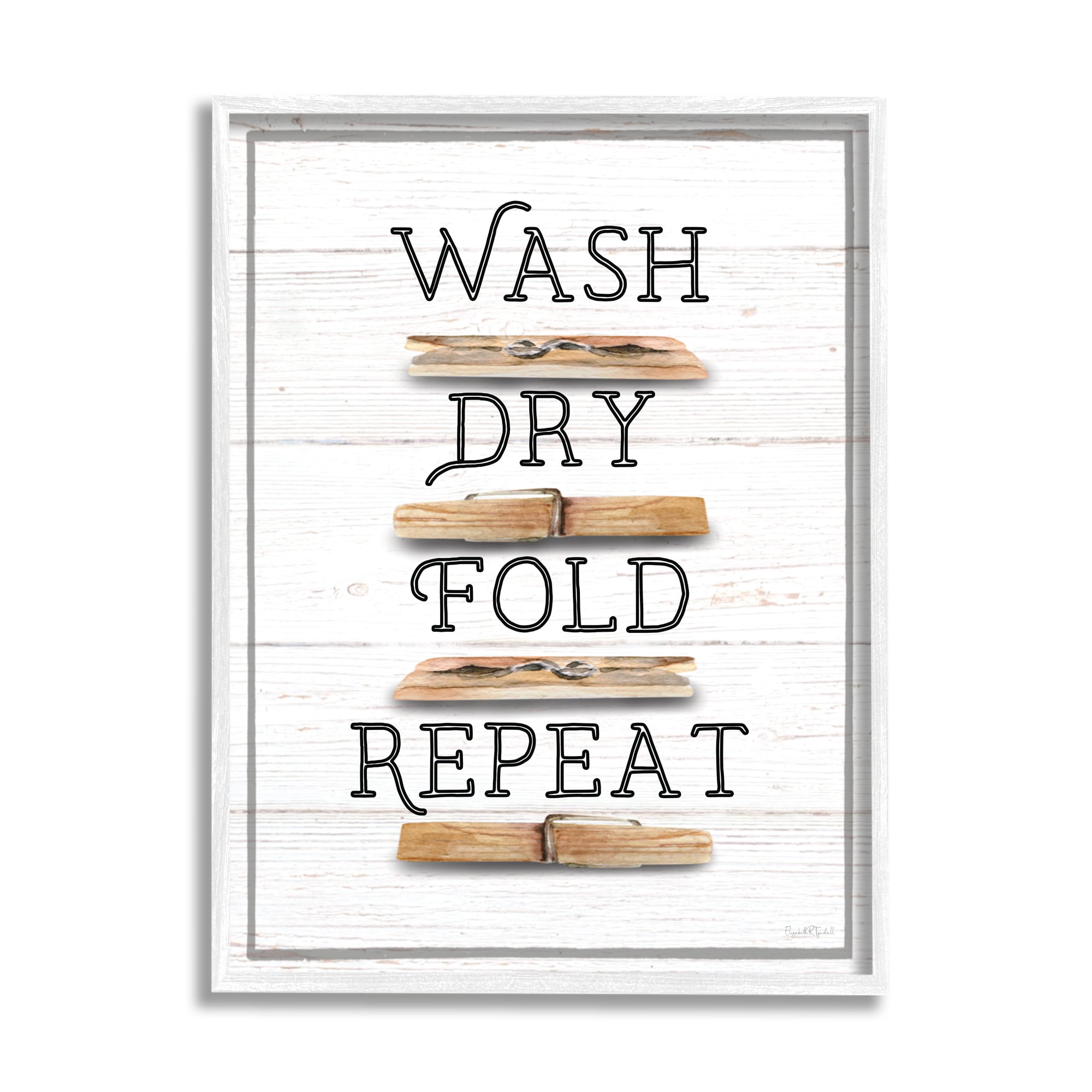 Stupell Industries Rustic Laundry Phrases Typography Painting White Framed Art Print Wall Art, 16 x 20