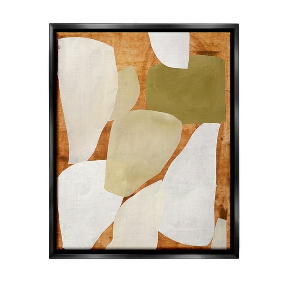 Stupell Industries Rustic Layered Shapes Abstract Painting Black Floater Framed Canvas Art Print Wall Art, 17 x 21