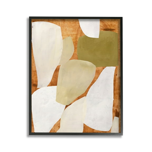 Stupell Industries Rustic Layered Shapes Abstract Painting Black Framed Art Print Wall Art, 11 x 14