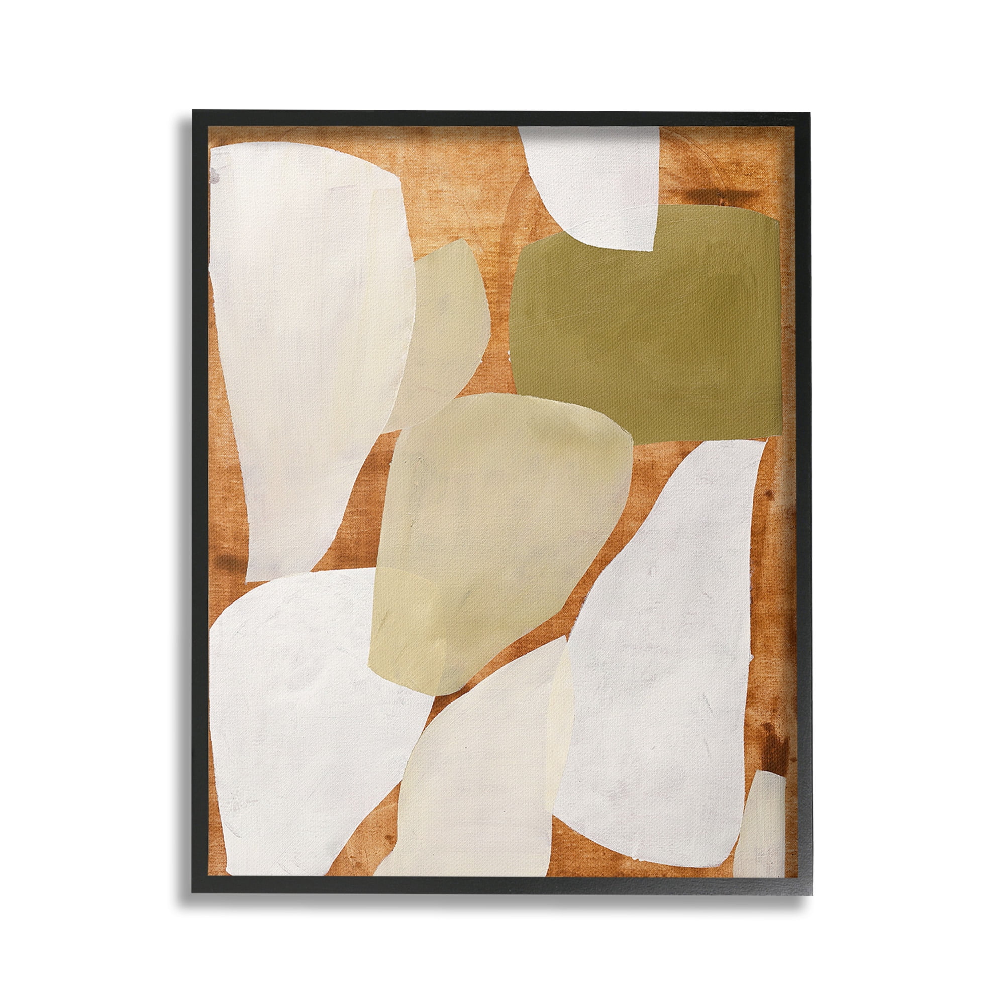 Stupell Industries Rustic Layered Shapes Abstract Painting Black Framed Art Print Wall Art, 16 x 20