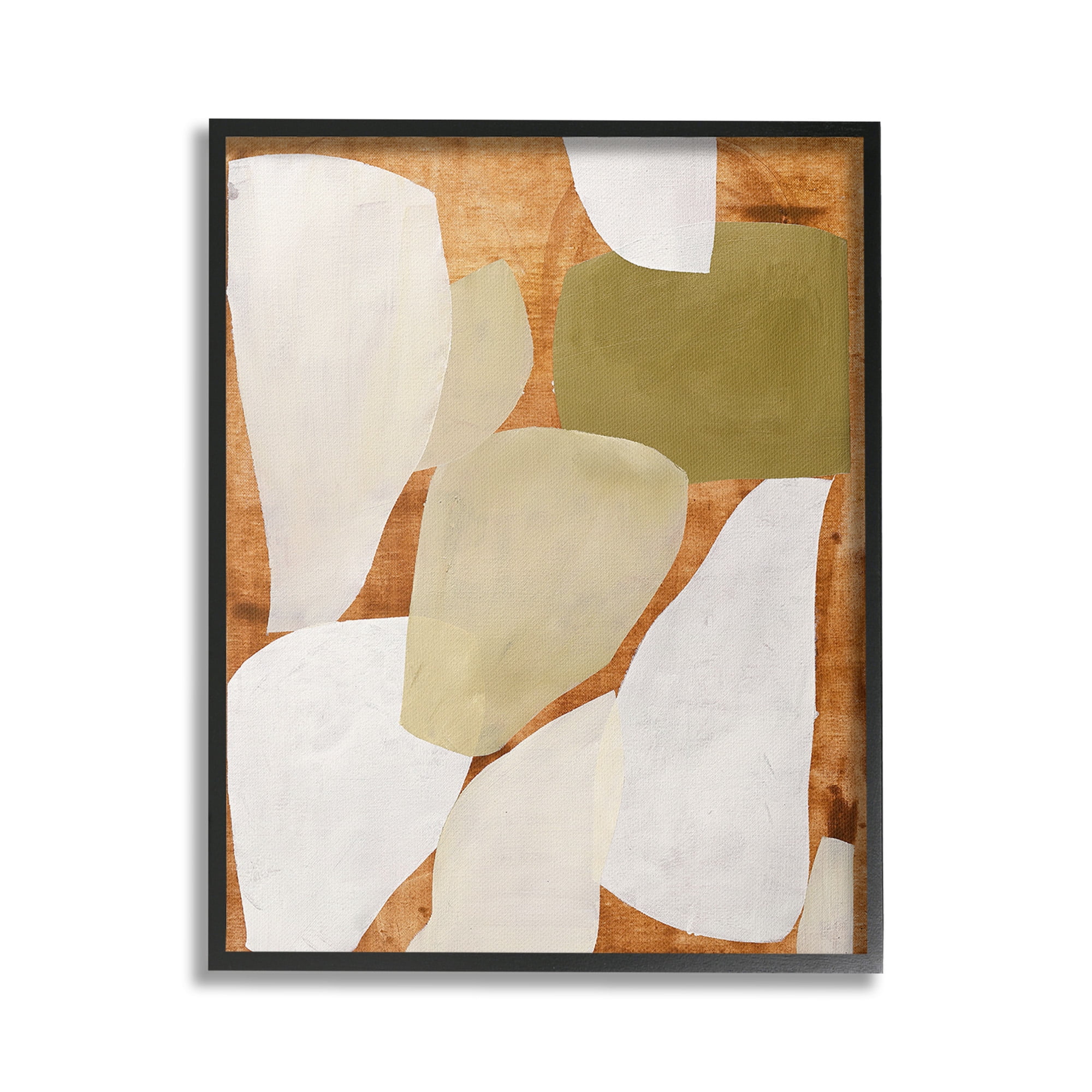 Stupell Industries Rustic Layered Shapes Abstract Painting Black Framed Art Print Wall Art, 24 x 30