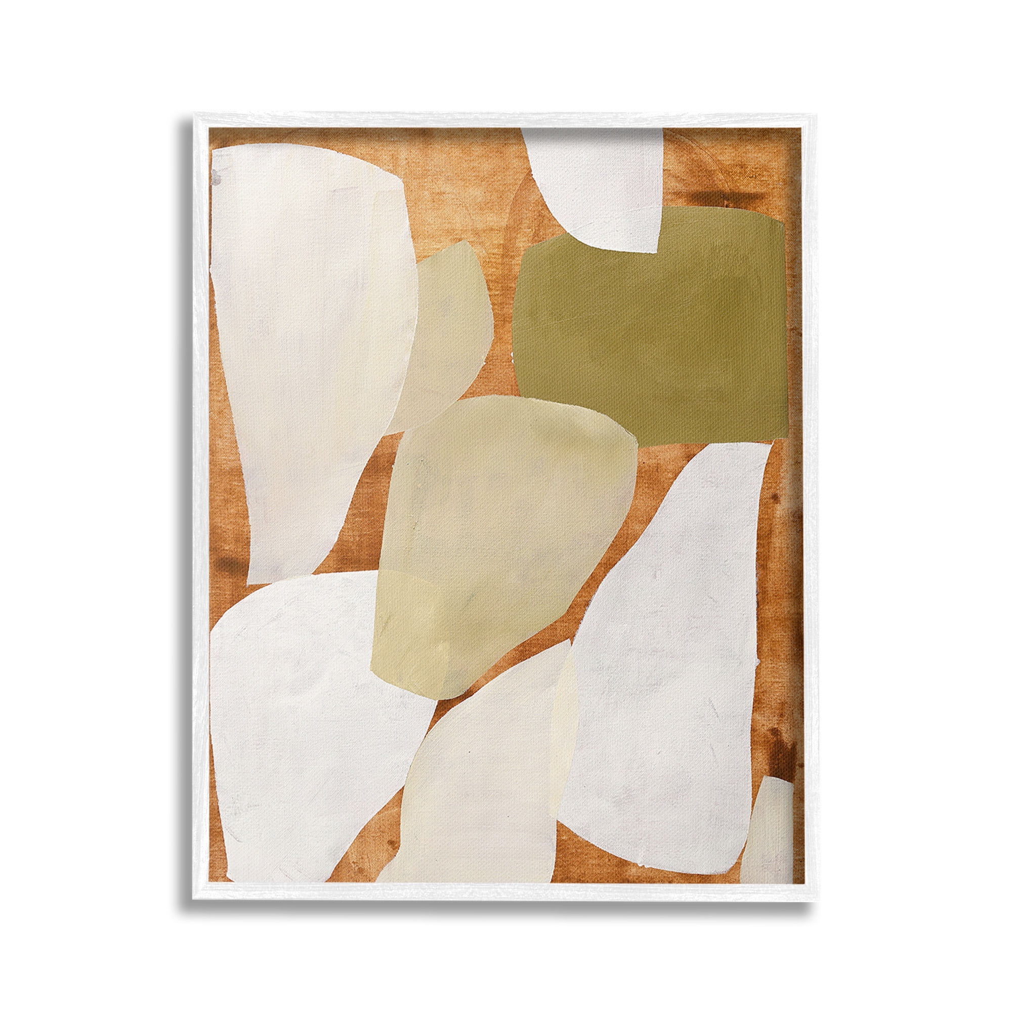 Stupell Industries Rustic Layered Shapes Abstract Painting White Framed Art Print Wall Art, 24 x 30