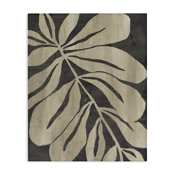 Stupell Industries Rustic Leaf Shape Floral Painting Wrapped Canvas Canvas Art Print Wall Art, 36 x 48